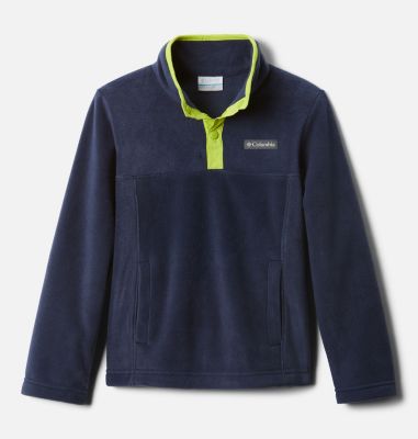 Youth Steens Mtn&trade; Fleece Pull-over Steens Mtn&trade; 1/4 Snap Fleece Pull-over | 466 | XS, Collegiate Navy, Bright Chartreuse, front