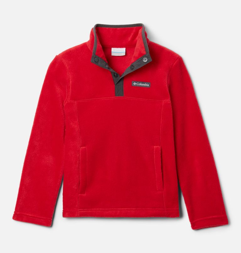 Boys' Steens Mountain 1/4 Snap Fleece Pull-Over, Color: Mountain Red, image 1
