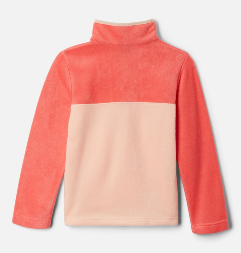 Girls' Steens Mountain 1/4 Snap Fleece Pull-Over, Color: Peach Blossom, Blush Pink, image 2