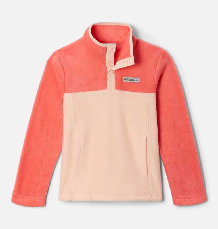 Thumbnail: Girls' Steens Mountain 1/4 Snap Fleece Pull-Over, Color: Peach Blossom, Blush Pink, image 1