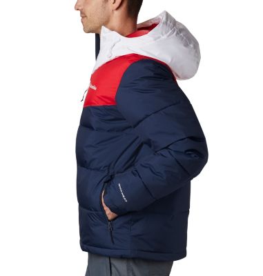 red white and blue columbia shirt