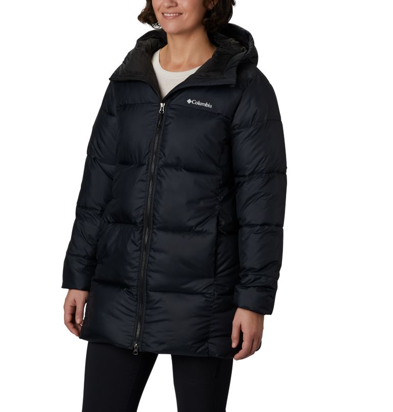 Columbia Women's Puffect Mid Hooded Jacket, Black, Large 
