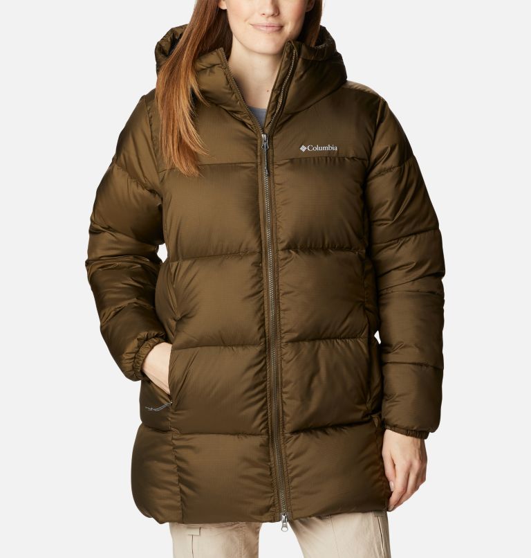 Thumbnail: Women's Puffect Hooded Mid Puffer Jacket, Color: Olive Green, image 1