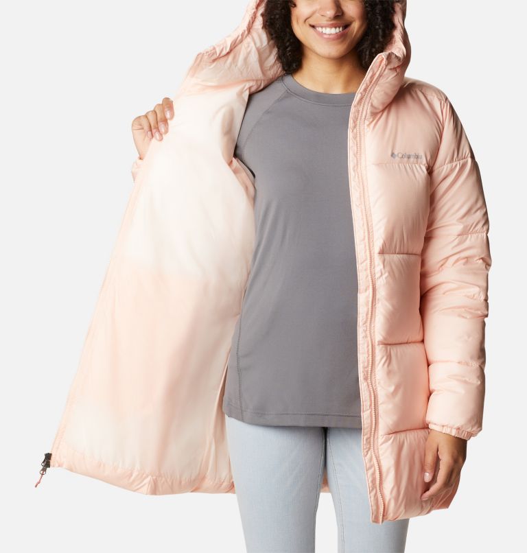 Women's Puffect Hooded Mid Puffer Jacket, Color: Peach Blossom, image 5