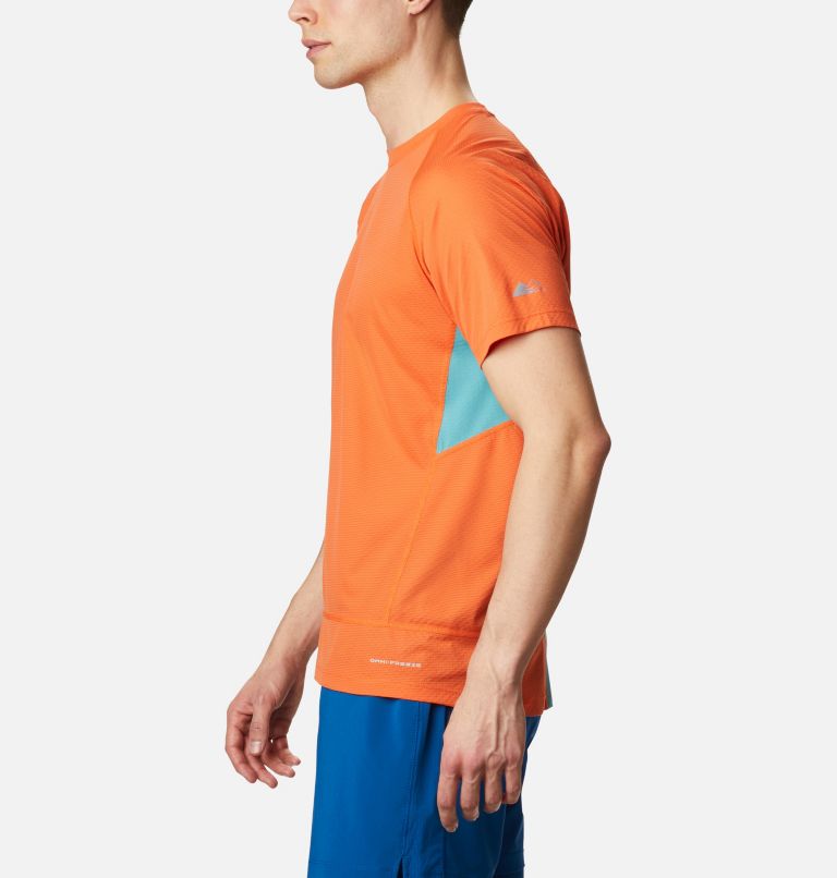Men's Titan Ultra II Running T-Shirt, Color: Tangy Orange, Teal, image 3