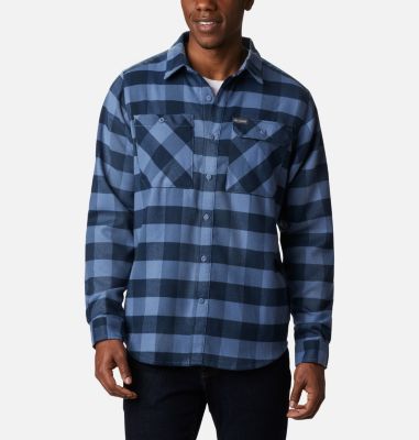 Camisa de franela el&aacute;stica Outdoor Elements para hombre Outdoor Elements&trade; Stretch Flannel | 023 | S, Collegiate Navy Buffalo Plaid, front