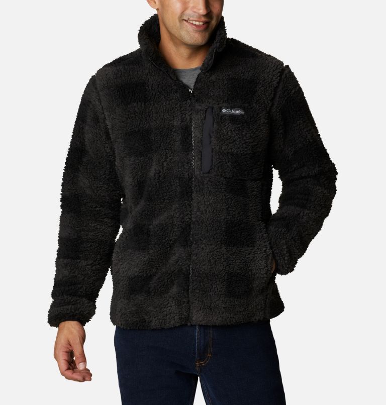Men's Winter Pass Printed Fleece Jacket, Color: Black Check, image 1