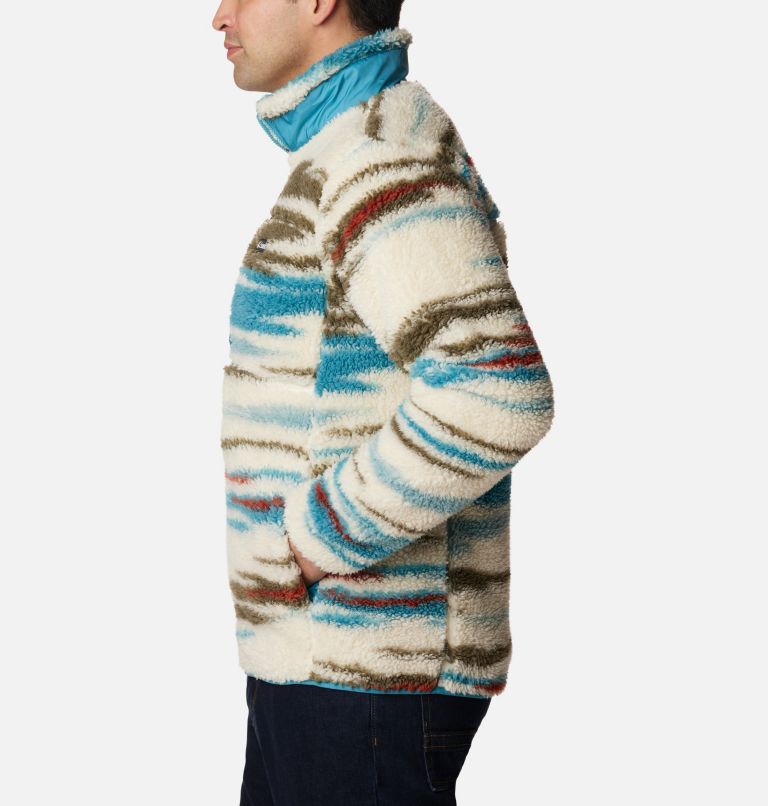 Men's Winter Pass Printed Fleece Jacket, Color: Chalk Skyscape Print, image 3