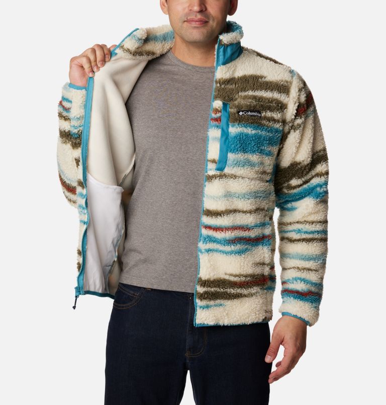 Men's Winter Pass Printed Fleece Jacket, Color: Chalk Skyscape Print, image 5