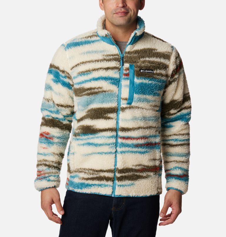 Men's Winter Pass Printed Fleece Jacket, Color: Chalk Skyscape Print, image 1