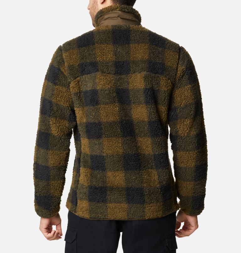 Men's Winter Pass Printed Fleece Jacket, Color: Olive Green Check