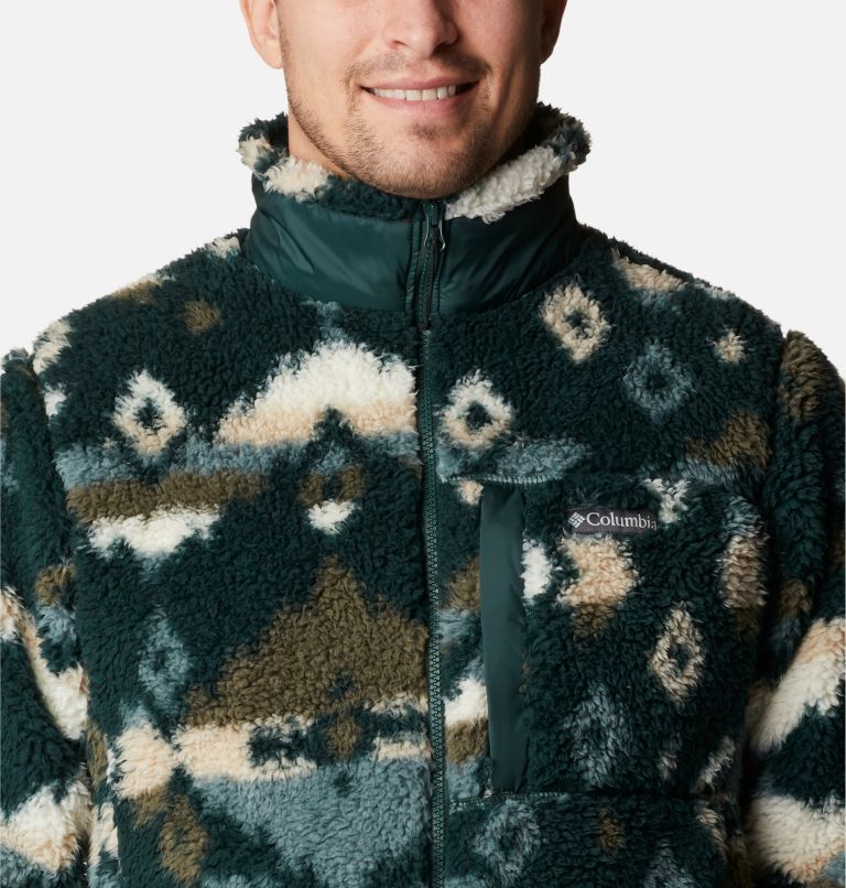 Men's Winter Pass Printed Fleece Jacket, Color: Spruce Rocky Mountain Print, image 3