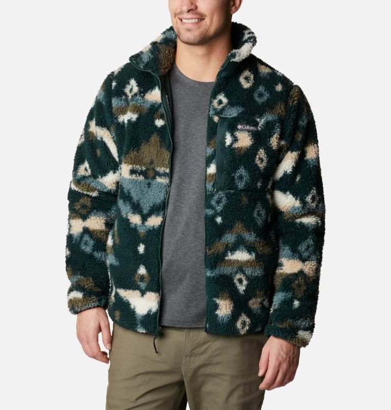Men's Winter Pass Printed Fleece Jacket, Color: Spruce Rocky Mountain Print, image 5