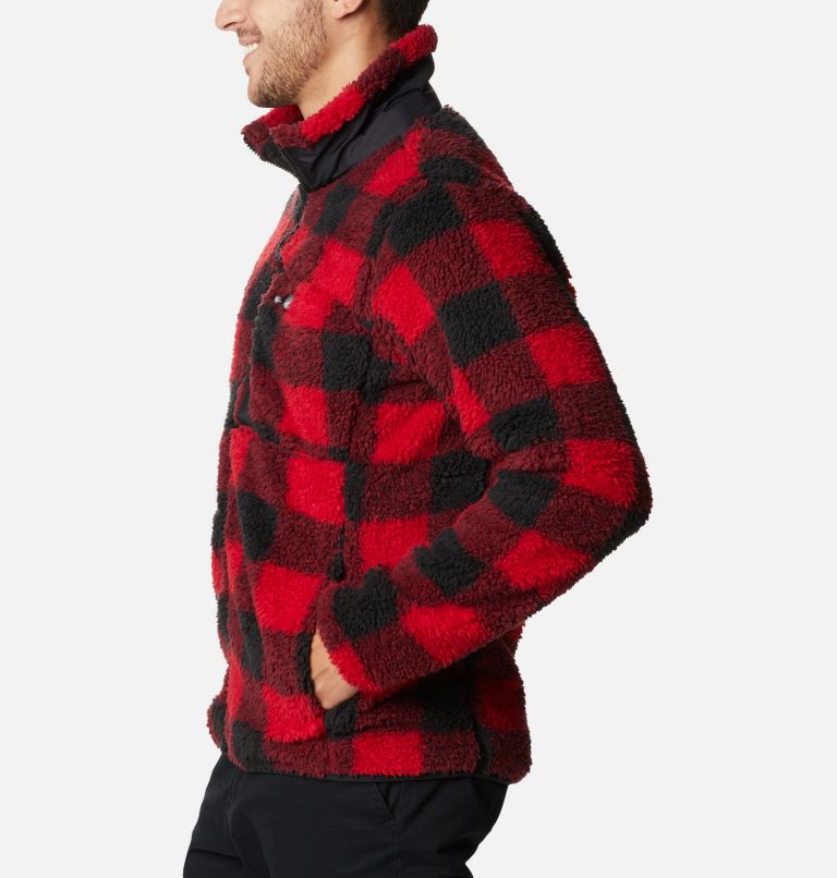 Mens Plaid Flannel Shirt Hoodie Soft Fuzzy Fleece Sherpa Lined Zip-Up 4  Pocket