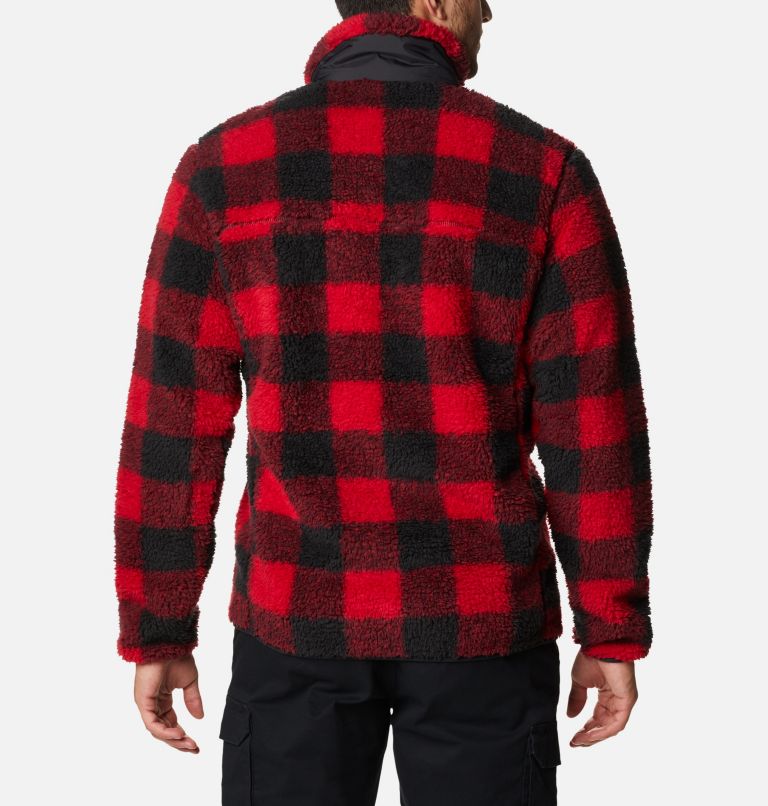 Men's Winter Pass Printed Fleece Jacket, Color: Mountain Red Check, image 2