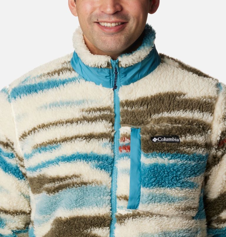 Men's Winter Pass Sherpa Fleece Jacket, Color: Chalk Skyscape Print, image 4