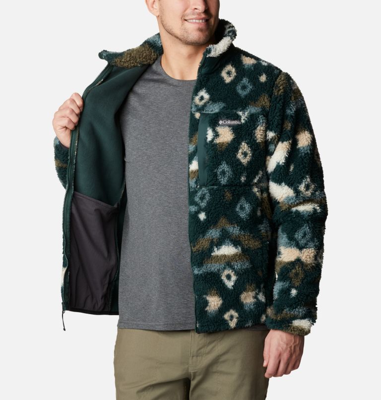 Men's Winter Pass Sherpa Fleece Jacket, Color: Spruce Rocky Mountain Print, image 5