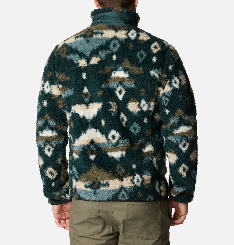 Men's Winter Pass Sherpa Fleece Jacket, Color: Spruce Rocky Mountain Print, image 2