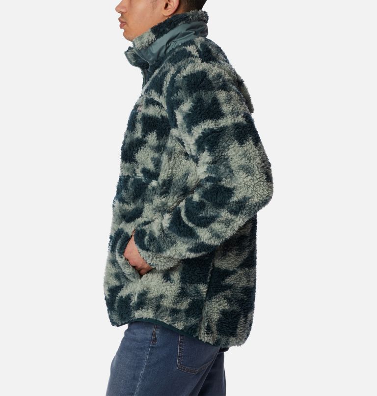 Men's Winter Pass Sherpa Fleece Jacket, Color: Night Wave Quilted Print, image 3