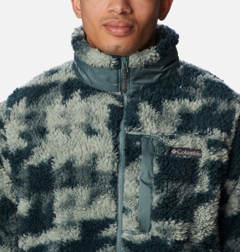 Men's Winter Pass Sherpa Fleece Jacket, Color: Night Wave Quilted Print, image 4