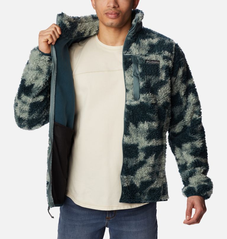 Men's Winter Pass Sherpa Fleece Jacket, Color: Night Wave Quilted Print, image 5
