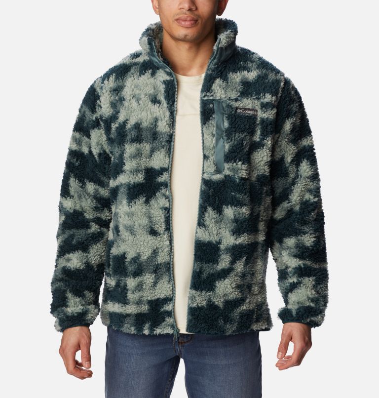 Thumbnail: Men's Winter Pass Sherpa Fleece Jacket, Color: Night Wave Quilted Print, image 6