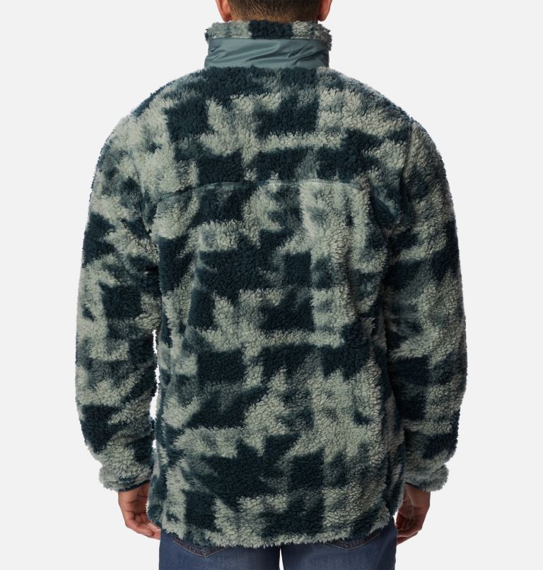 Thumbnail: Men's Winter Pass Sherpa Fleece Jacket, Color: Night Wave Quilted Print, image 2