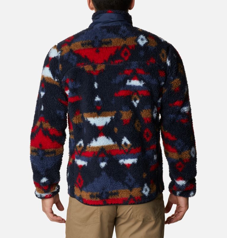 Thumbnail: Men's Winter Pass Sherpa Fleece Jacket, Color: Collegiate Navy Rocky Mountain Print, image 2