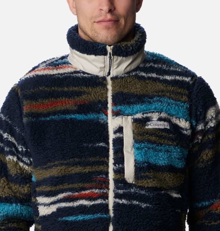 Thumbnail: Men's Winter Pass Sherpa Fleece Jacket, Color: Collegiate Navy Skyscape Print, image 4