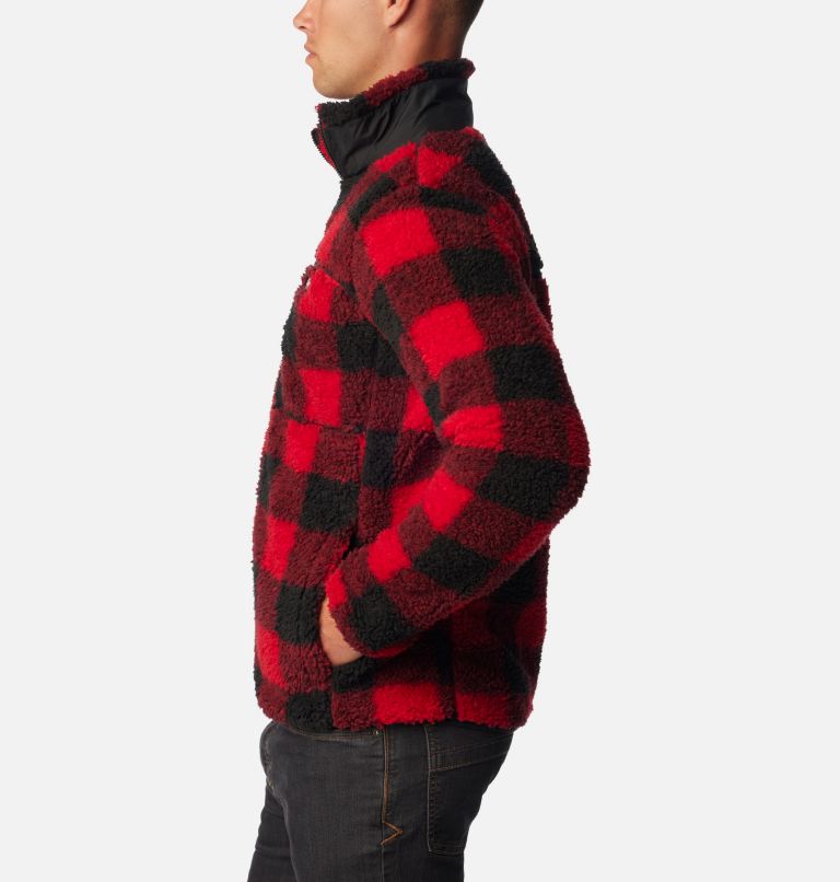 Men's Winter Pass Sherpa Fleece Jacket, Color: Mountain Red Check, image 3