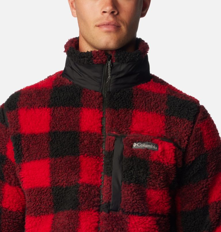 Men's Winter Pass Sherpa Fleece Jacket, Color: Mountain Red Check, image 4
