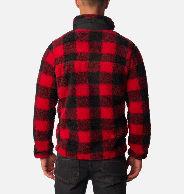 Men's Winter Pass Sherpa Fleece Jacket, Color: Mountain Red Check, image 2