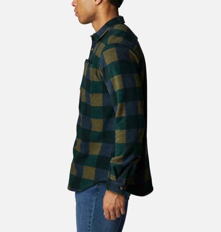 Men's Flare Gun Fleece Over Shirt, Color: Spruce Multi Check