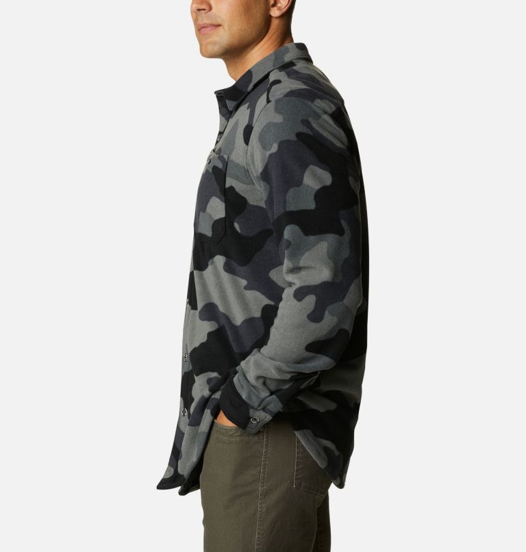 Thumbnail: Men's Flare Gun Fleece Over Shirt, Color: Black Mod Camo Print, image 3