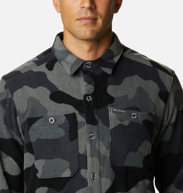 Thumbnail: Men's Flare Gun Fleece Over Shirt, Color: Black Mod Camo Print, image 4