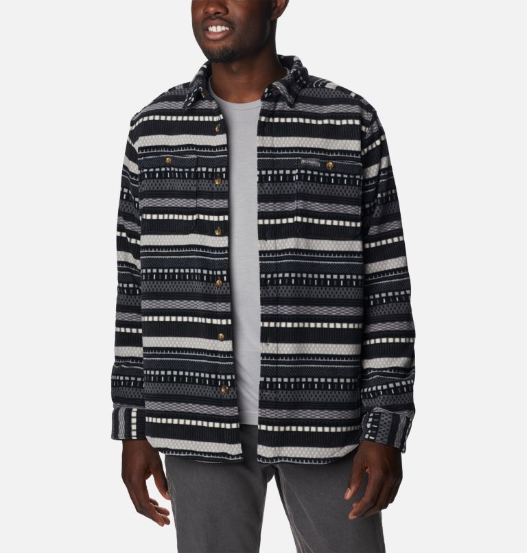 Flare Gun Fleece Over Shirt | 017 | XXL, Color: Shark Apres Stripe Print, image 6
