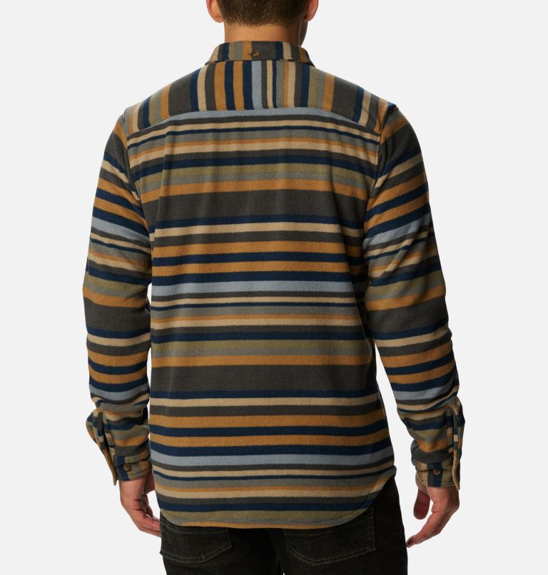 Men's Flare Gun Fleece Over Shirt, Color: Shark Surfcrest Stripe Print, image 2