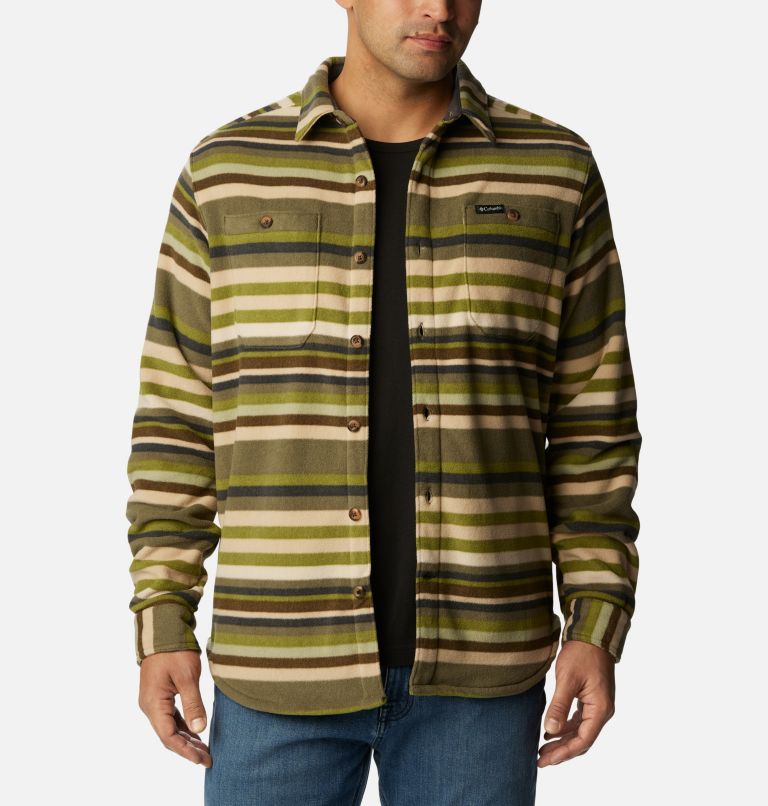 Flare Gun Fleece Over Shirt | 398 | L, Color: Stone Green Surfcrest Stripe Print, image 5