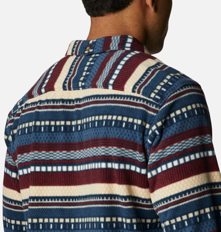 Thumbnail: Men's Flare Gun Fleece Over Shirt, Color: Dark Mountain Apres Stripe Print, image 5