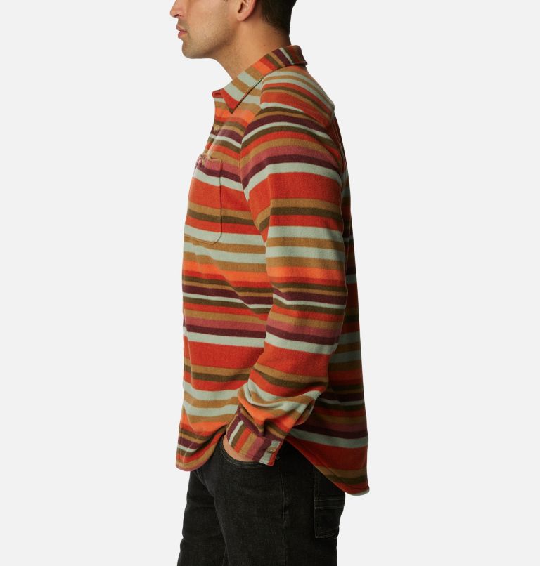 Men's Flare Gun Fleece Over Shirt, Color: Warp Red Surfcrest Stripe Print, image 3