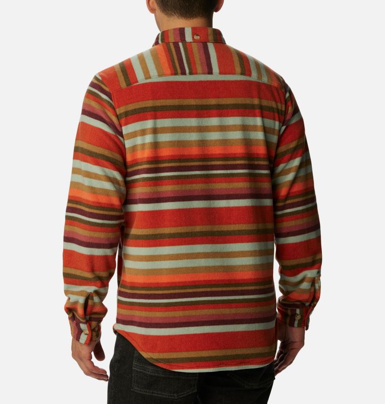Men's Flare Gun Fleece Over Shirt, Color: Warp Red Surfcrest Stripe Print, image 2
