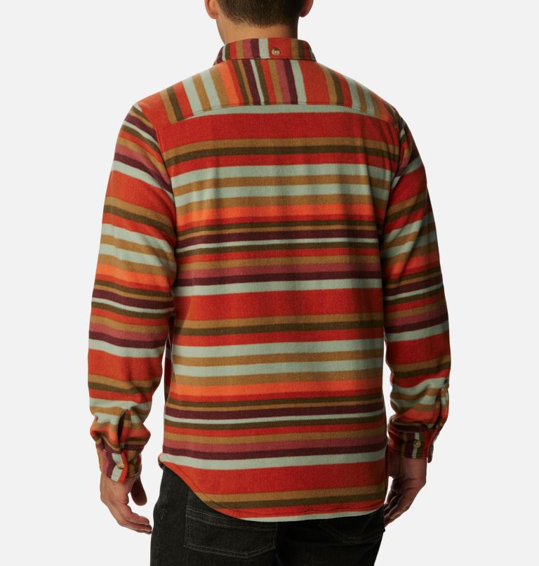 Thumbnail: Men's Flare Gun Fleece Over Shirt, Color: Warp Red Surfcrest Stripe Print, image 2