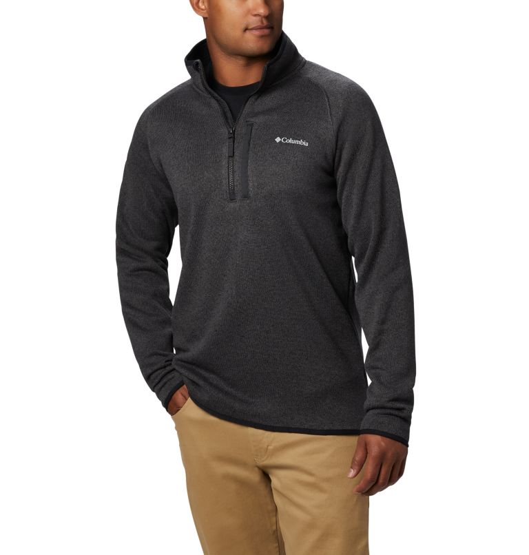 Chandail en laine polaire à demi-fermeture éclair Canyon Point pour homme, Color: Black, image 1