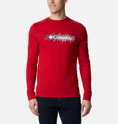 Camiseta de manga larga estampada Columbia Lodge&trade; para hombre Columbia Lodge&trade; LS Graphic Tee | 011 | S, Mountain Red CSC Retro Squiggle Gradient, front