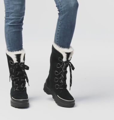 Sorel boots black and hot sale white