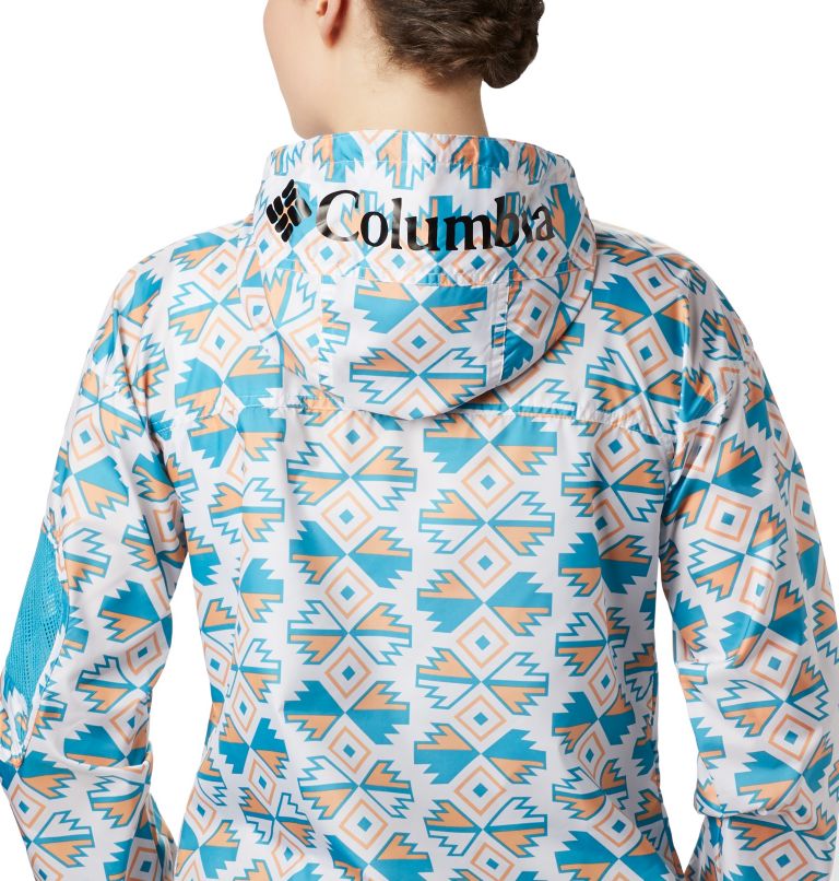 Women's Challenger Windbreaker, Color: White SW Blocks Print, image 3