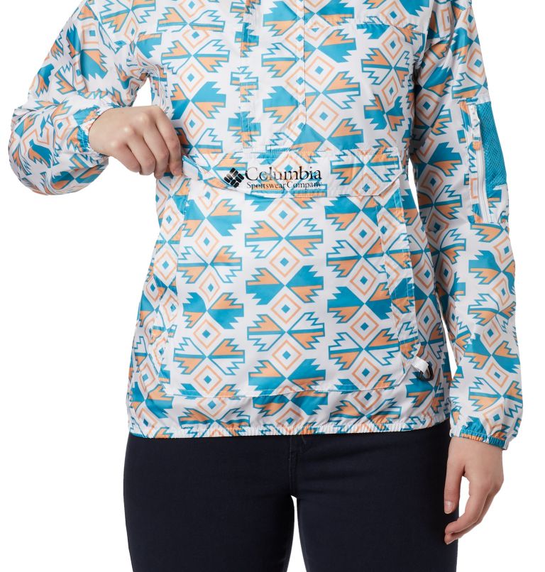Women's Challenger Windbreaker, Color: White SW Blocks Print, image 4