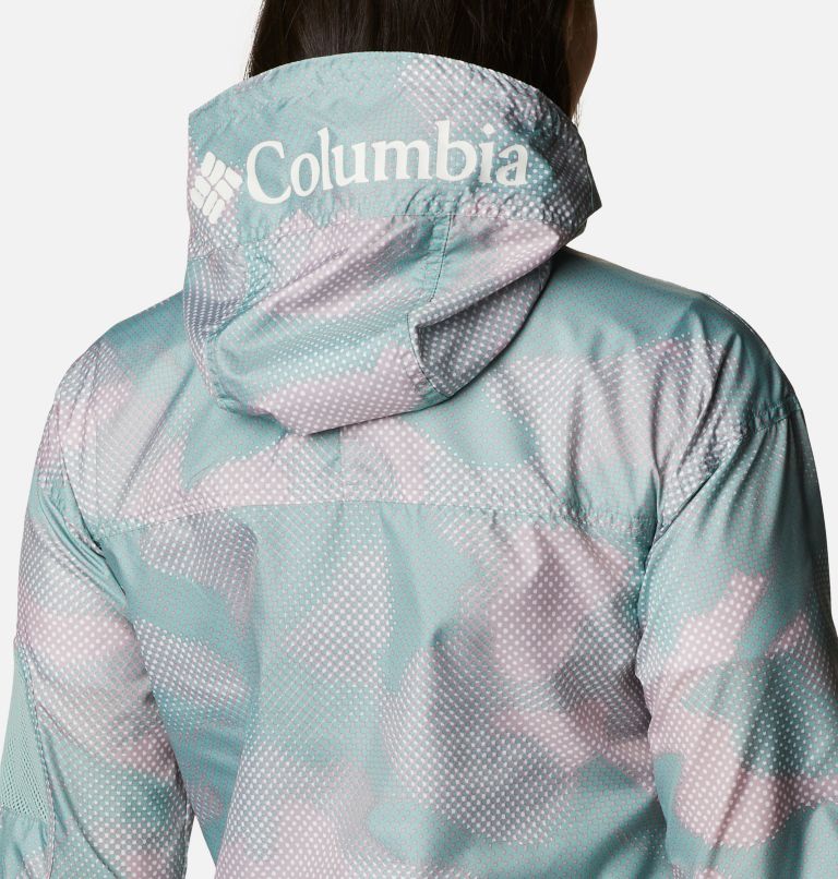 Women's Challenger Windbreaker, Color: Aqua Tone Spotted Camo Print, image 5