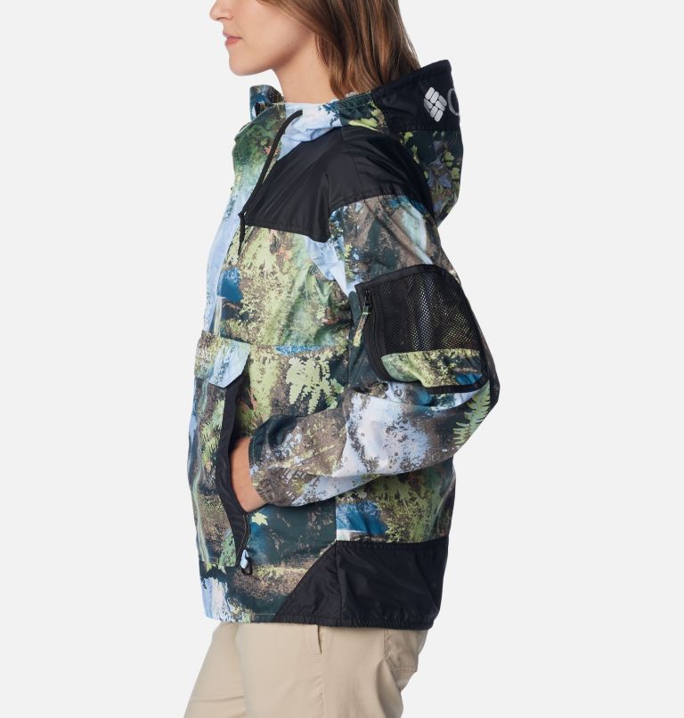 Cortavientos Challenger para mujer, Color: Napa Green Chasing Falls Print, Black, image 3