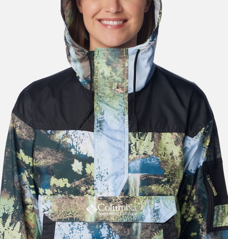 Cortavientos Challenger para mujer, Color: Napa Green Chasing Falls Print, Black, image 4